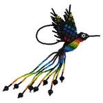 Hummingbird Beaded Ornament - Rainbow with Black - Various Designs