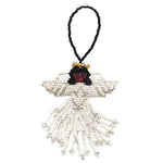 Angel Beaded Ornament - Brown Face, Black Hair, White Skirt - A Thread of Hope Guatemalan Fair Trade