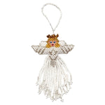 Angel Beaded Ornament - White Face, Blonde Hair, White Skirt - A Thread of Hope Guatemalan Fair Trade