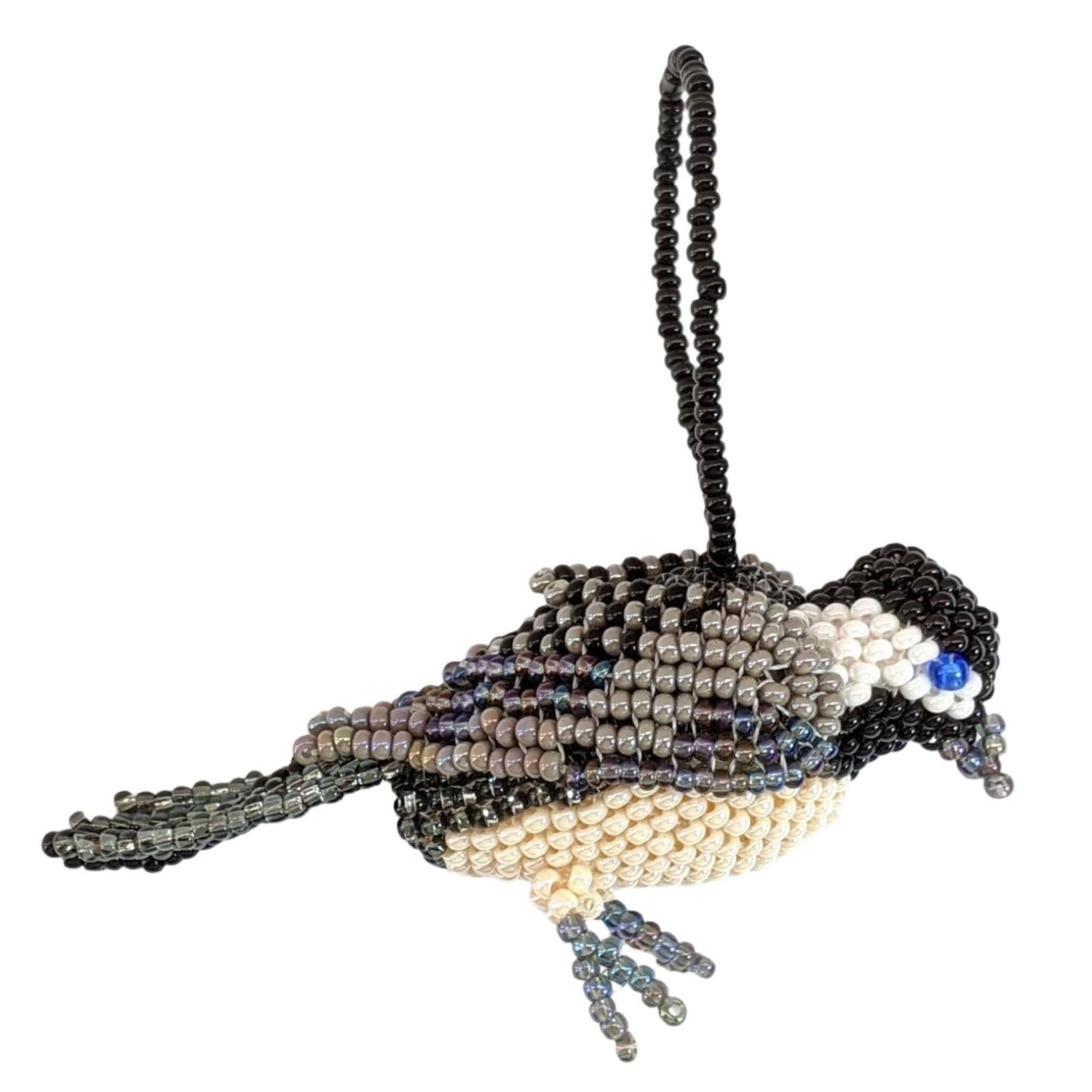 Black - Capped Chickadee Beaded Bird Ornament - A Thread of Hope Guatemalan Fair Trade