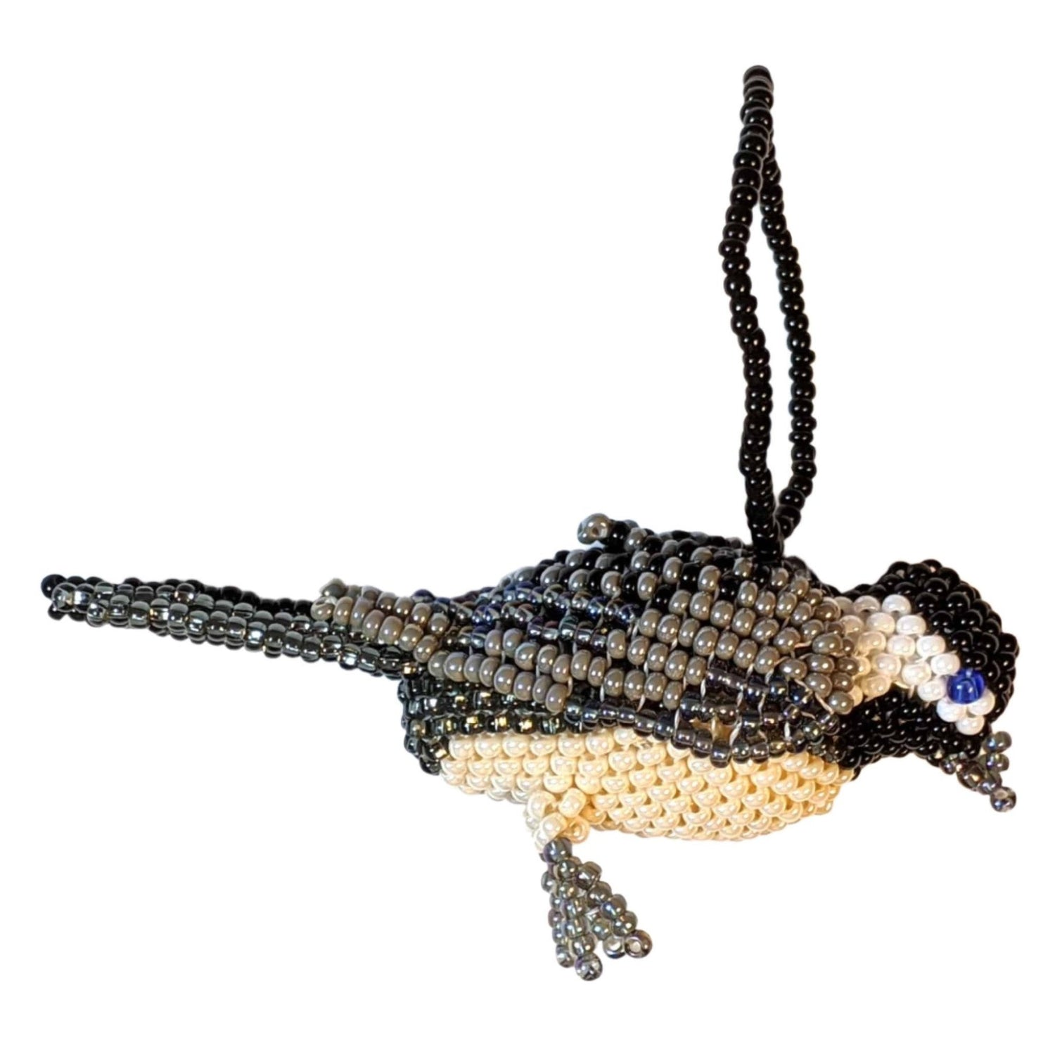 Black - Capped Chickadee Beaded Bird Ornament - A Thread of Hope Guatemalan Fair Trade