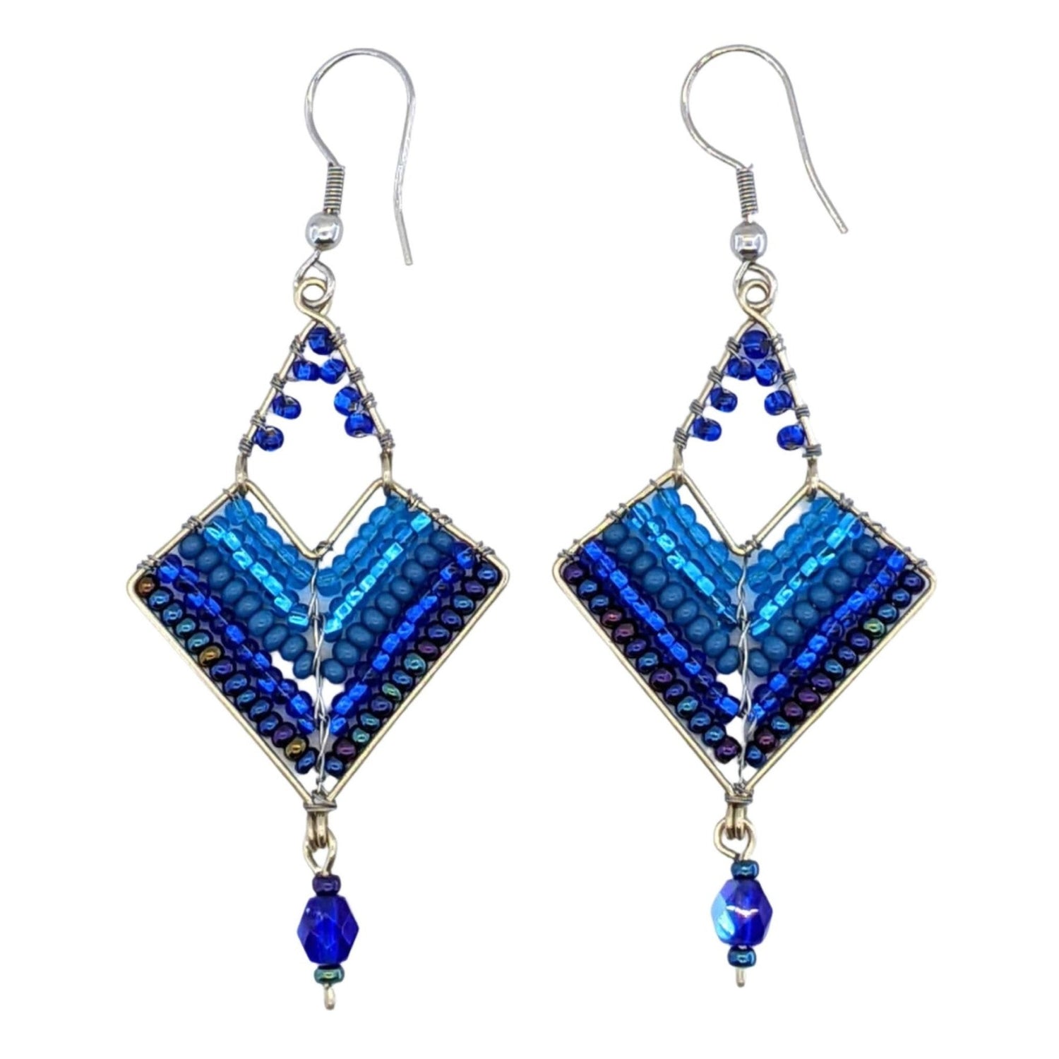 Blues Chevron Earrings - A Thread of Hope Guatemalan Fair Trade