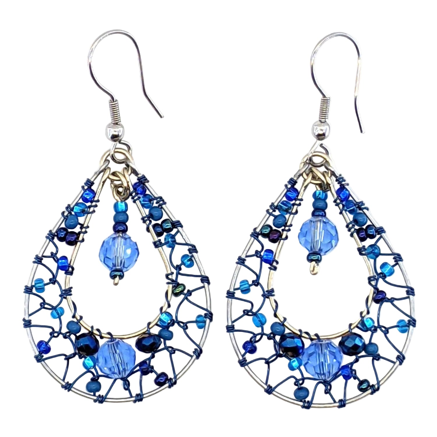 Blues Esperanza Dreamcatcher Beaded Earrings - A Thread of Hope Guatemalan Fair Trade