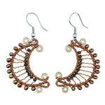 Bronze Crescent Moon Beaded Earrings - A Thread of Hope Guatemalan Fair Trade