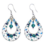Celestial Blues and Teal Esperanza Dreamcatcher Beaded Earrings - A Thread of Hope Guatemalan Fair Trade