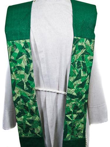 Contemporary Clerical Stole - Green - A Thread of Hope Guatemalan Fair Trade
