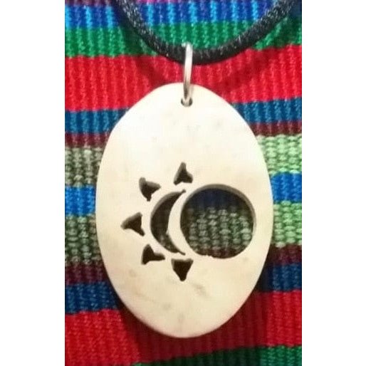 Eclipse - Sun and Moon Coco Spirit Hand - Carved Coconut Shell Necklace - A Thread of Hope Guatemalan Fair Trade
