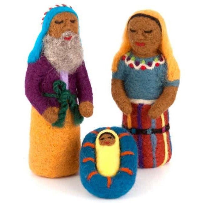 Felted Wool Mayan Nativity - A Thread of Hope Guatemalan Fair Trade