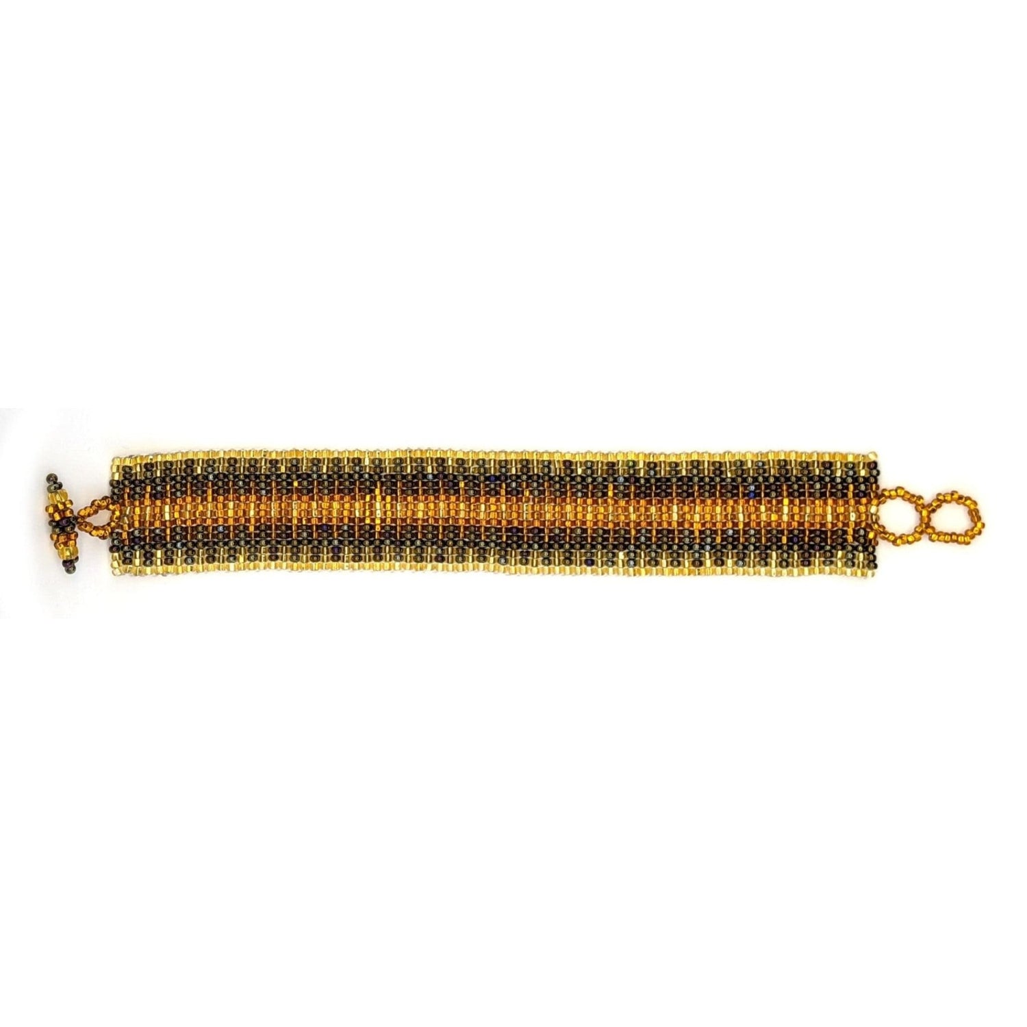 Golds and Peacock Brown Lola Beaded Bracelet - A Thread of Hope Guatemalan Fair Trade