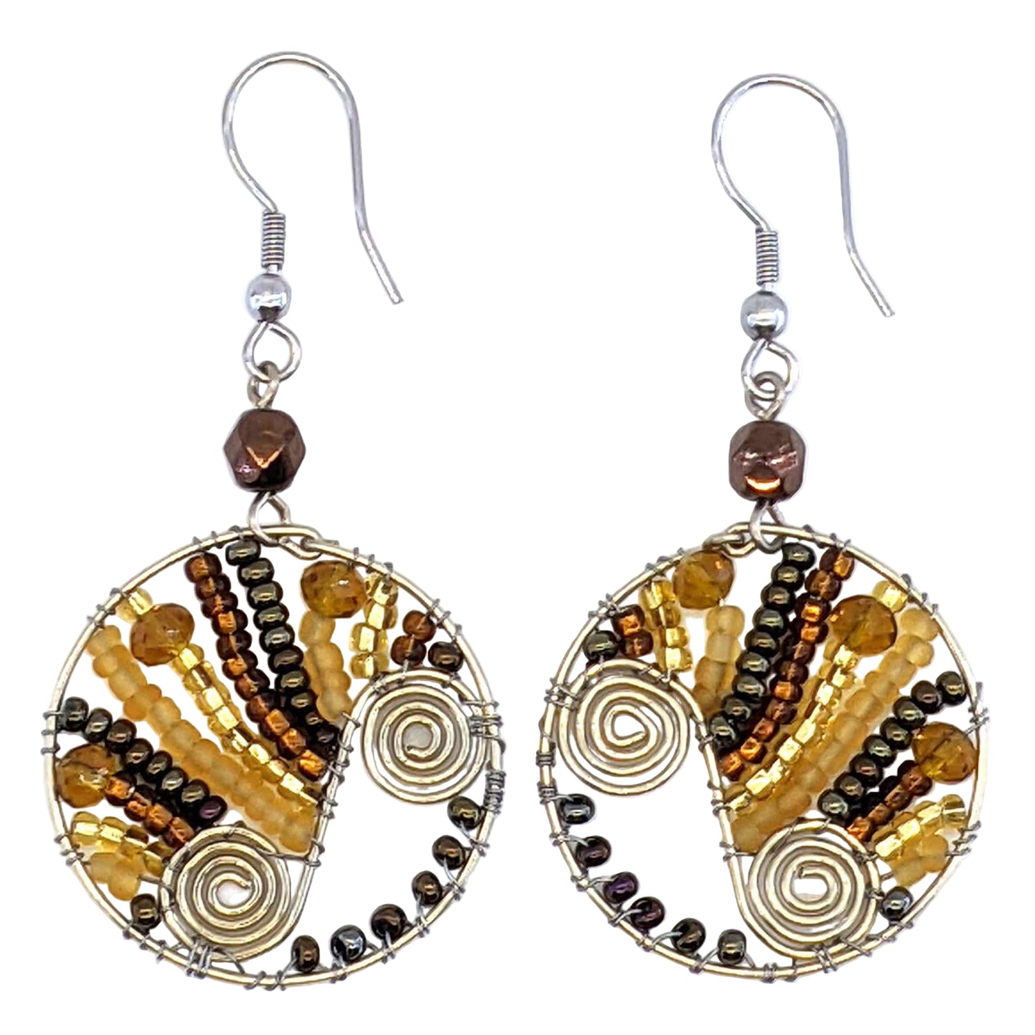 Golds Aurora Beaded Earrings - A Thread of Hope Guatemalan Fair Trade
