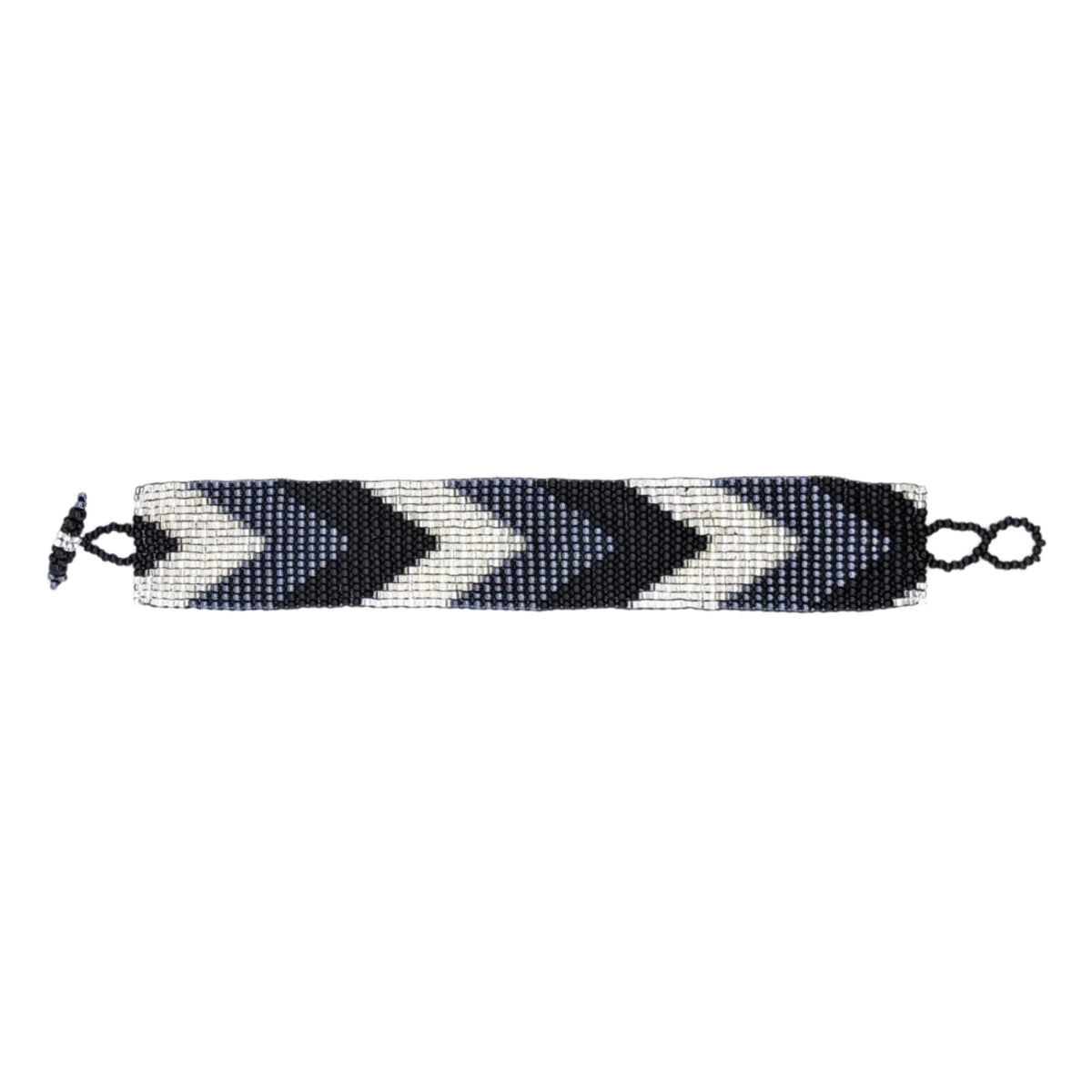 Gray, Black and White Arrows Beaded Bracelet - A Thread of Hope Guatemalan Fair Trade