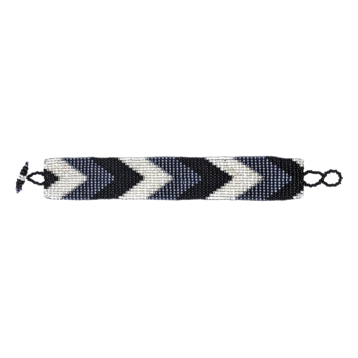 Gray, Black and White Arrows Beaded Bracelet - A Thread of Hope Guatemalan Fair Trade