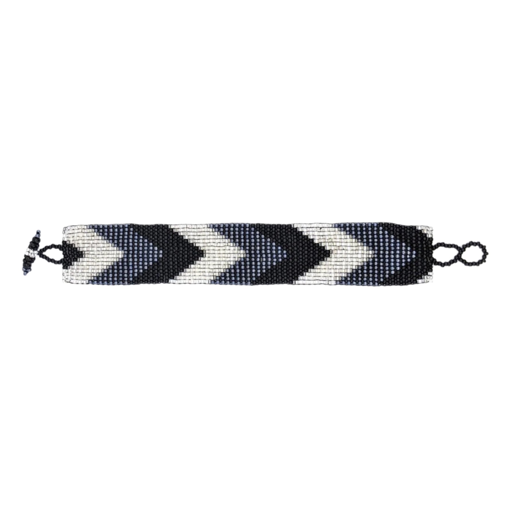 Gray, Black and White Arrows Beaded Bracelet - A Thread of Hope Guatemalan Fair Trade