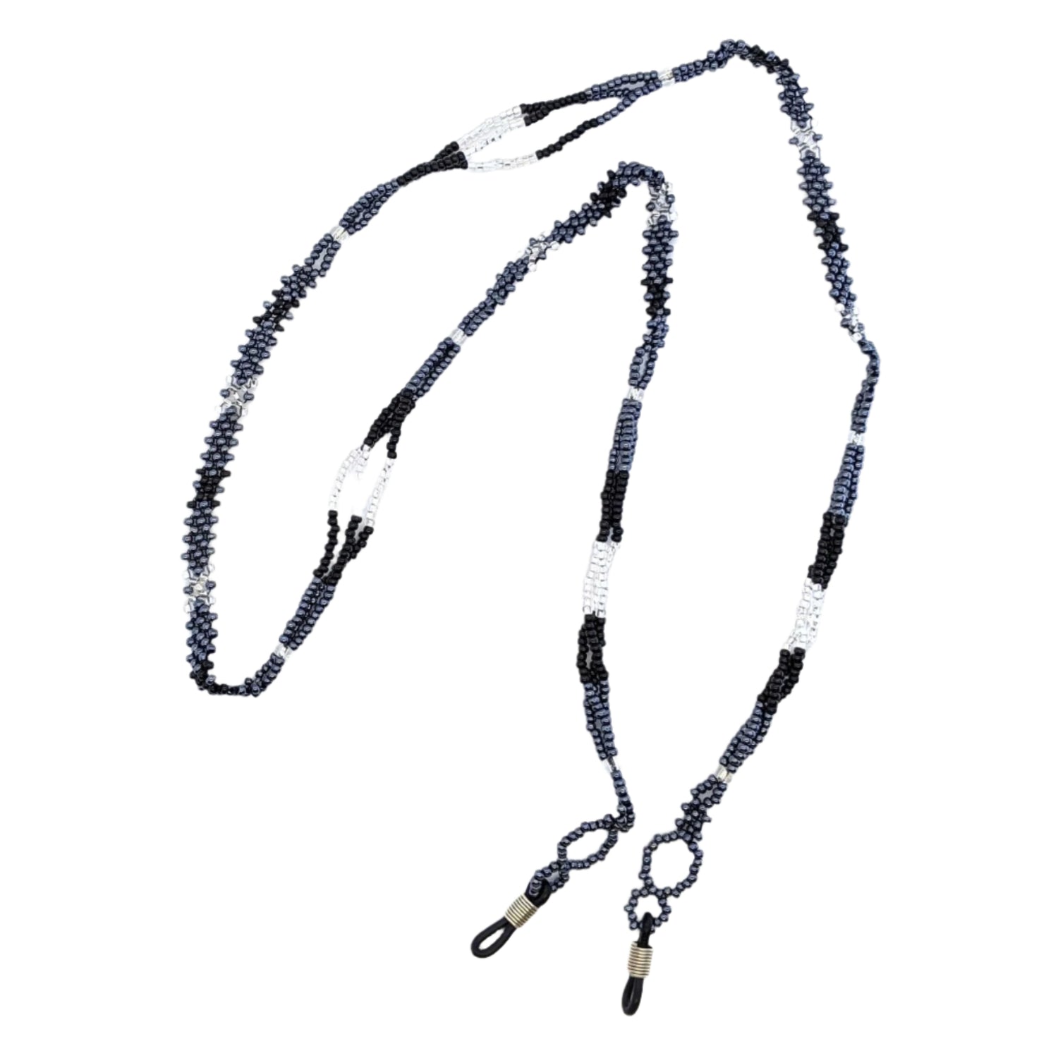 Gray, Black and White Beaded Glasses Holder - A Thread of Hope Guatemalan Fair Trade