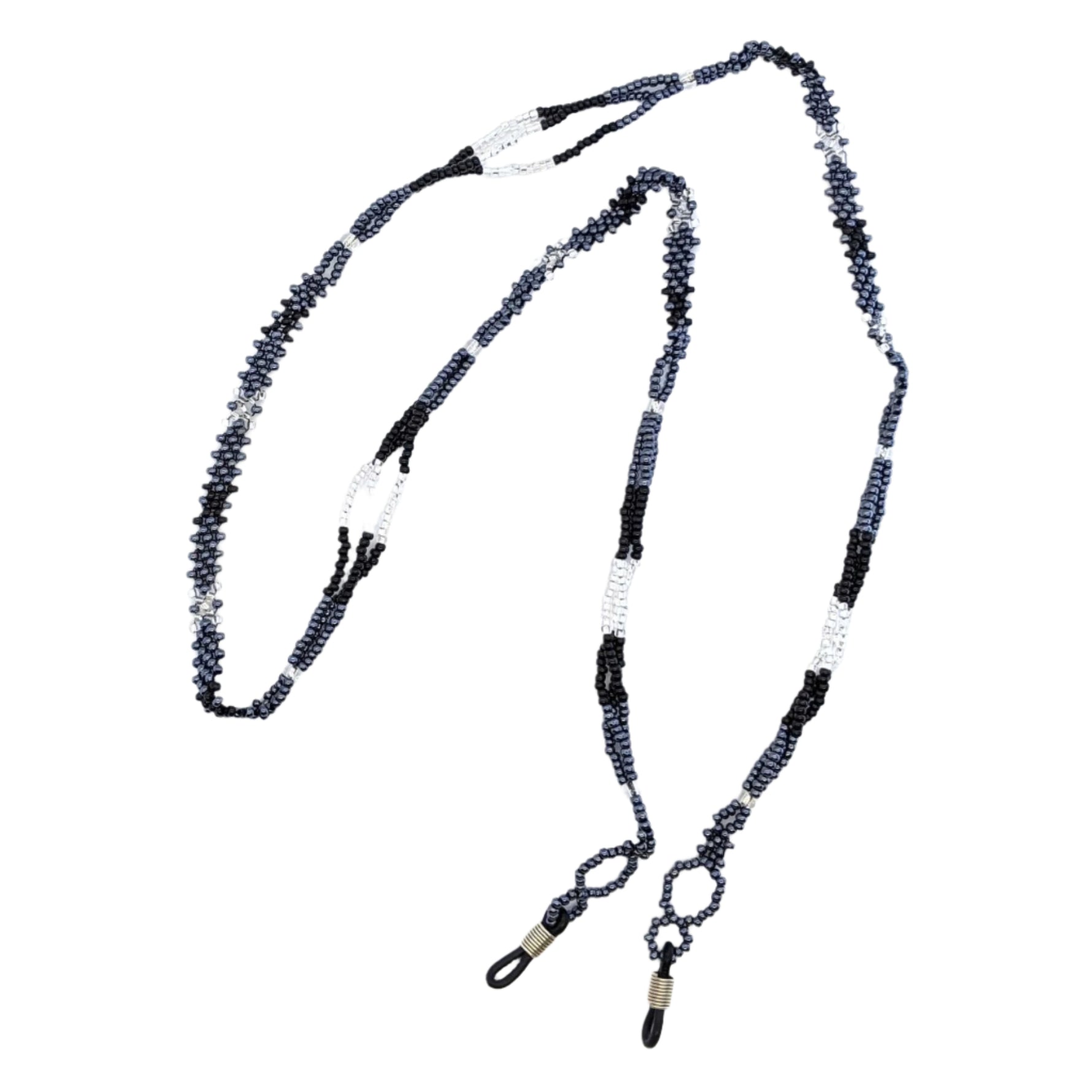 Gray, Black and White Beaded Glasses Holder - A Thread of Hope Guatemalan Fair Trade