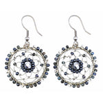 Grays and White Olivia Dreamcatcher Beaded Earrings - A Thread of Hope Guatemalan Fair Trade