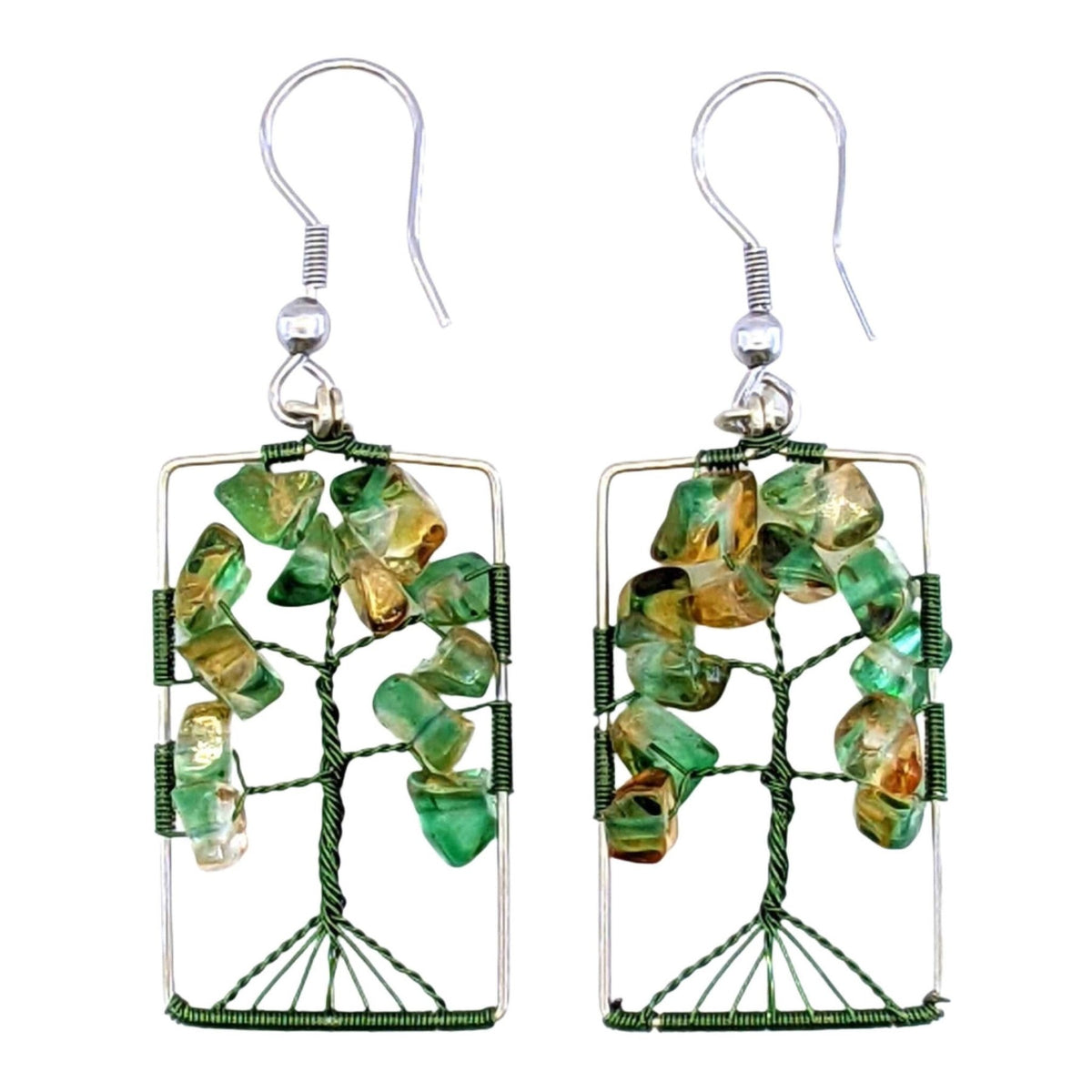 Green and Gold Stella Beaded Earrings - A Thread of Hope Guatemalan Fair Trade