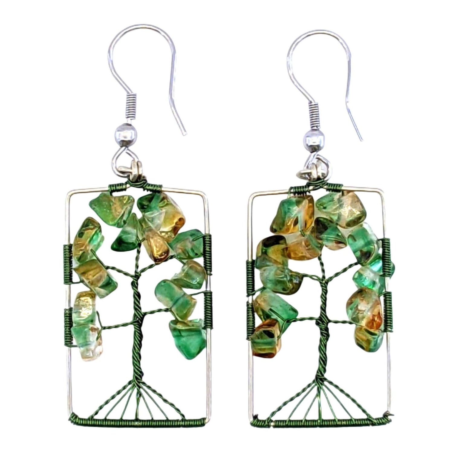 Green and Gold Stella Beaded Earrings - A Thread of Hope Guatemalan Fair Trade