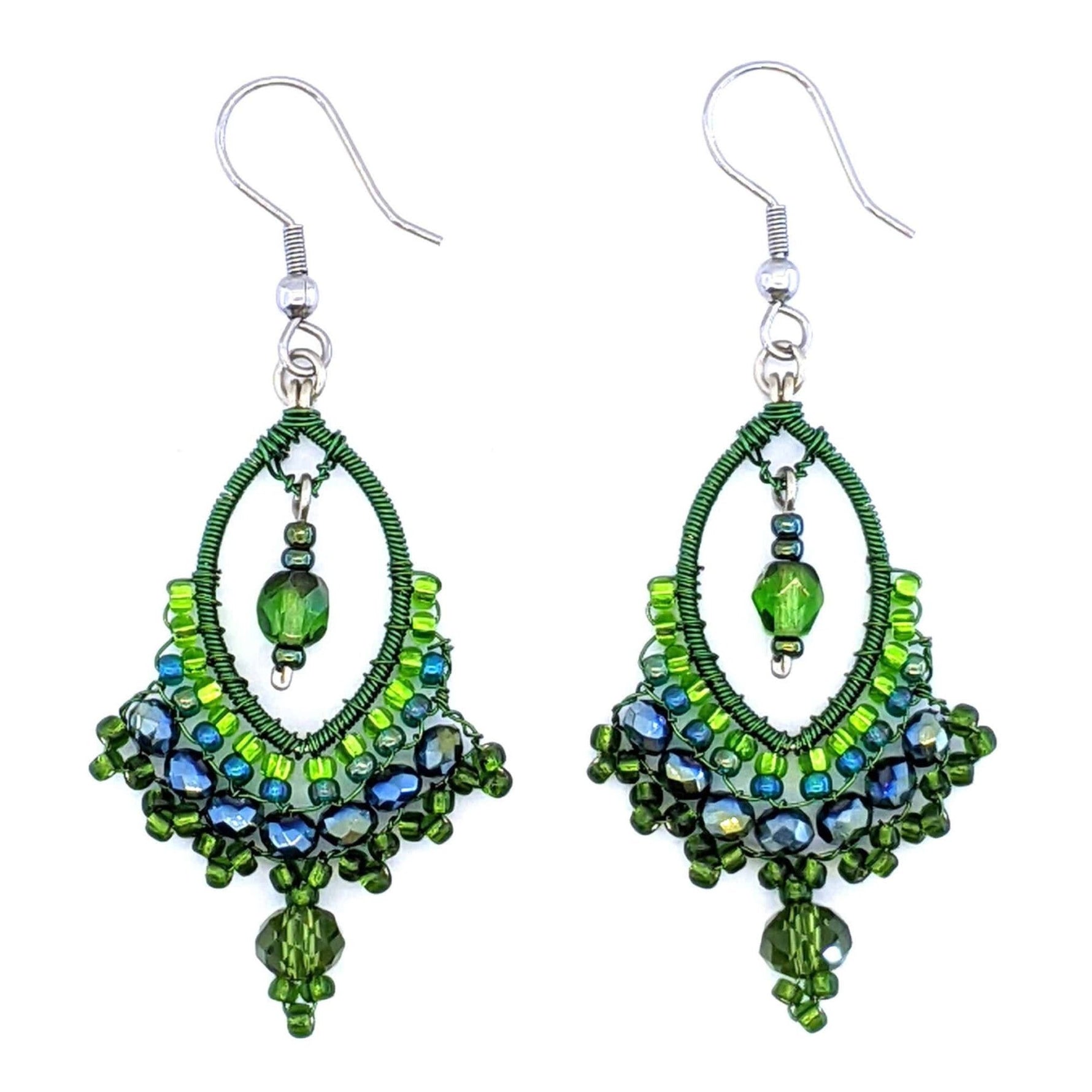 Greens Catarina Beaded Earrings - A Thread of Hope Guatemalan Fair Trade