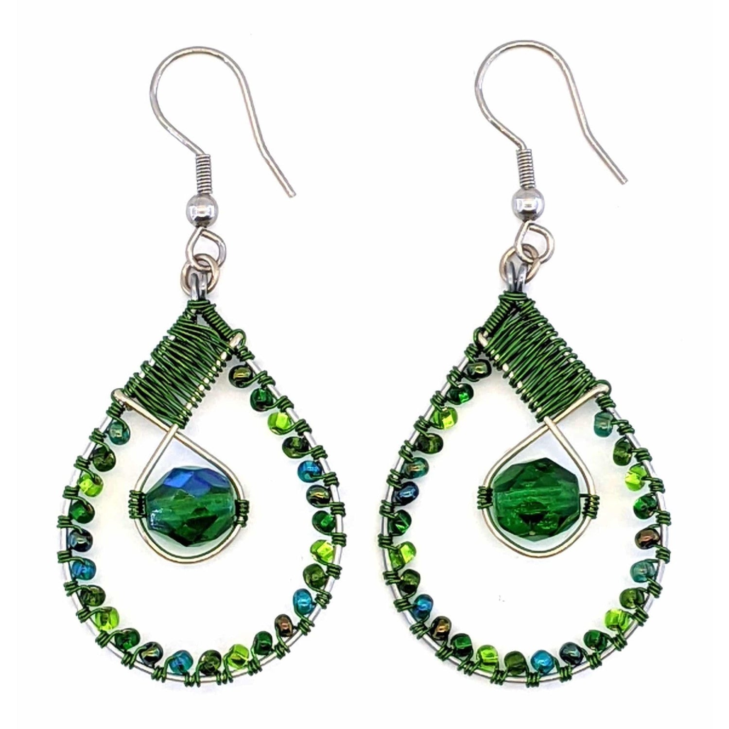 Greens Emilia Beaded Earrings - A Thread of Hope Guatemalan Fair Trade