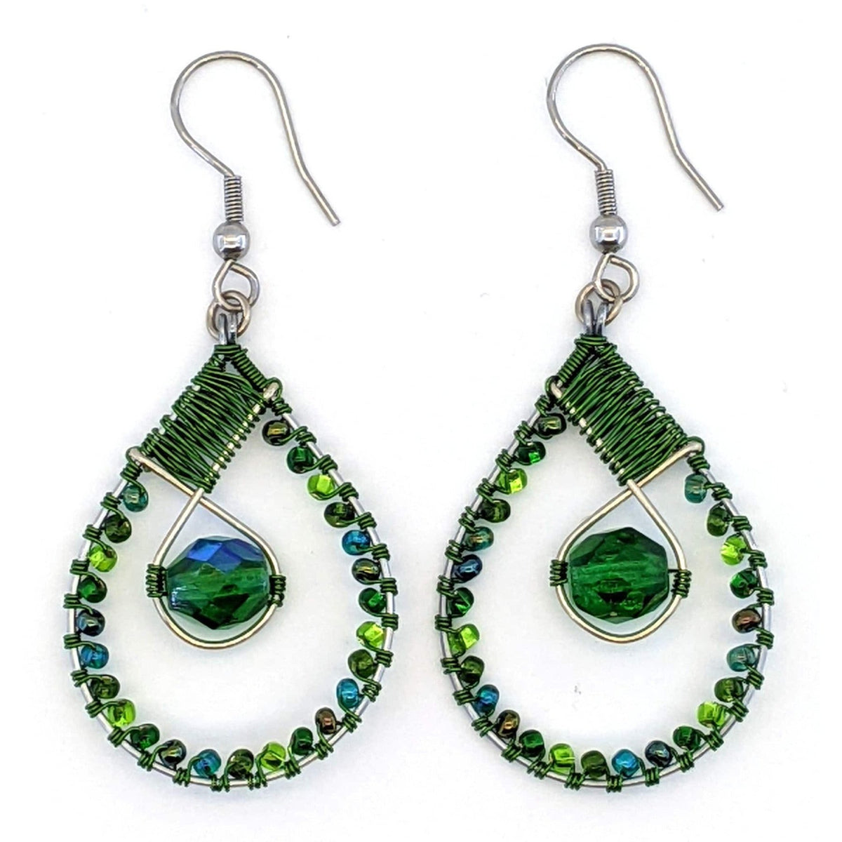 Greens Emilia Beaded Earrings - A Thread of Hope Guatemalan Fair Trade