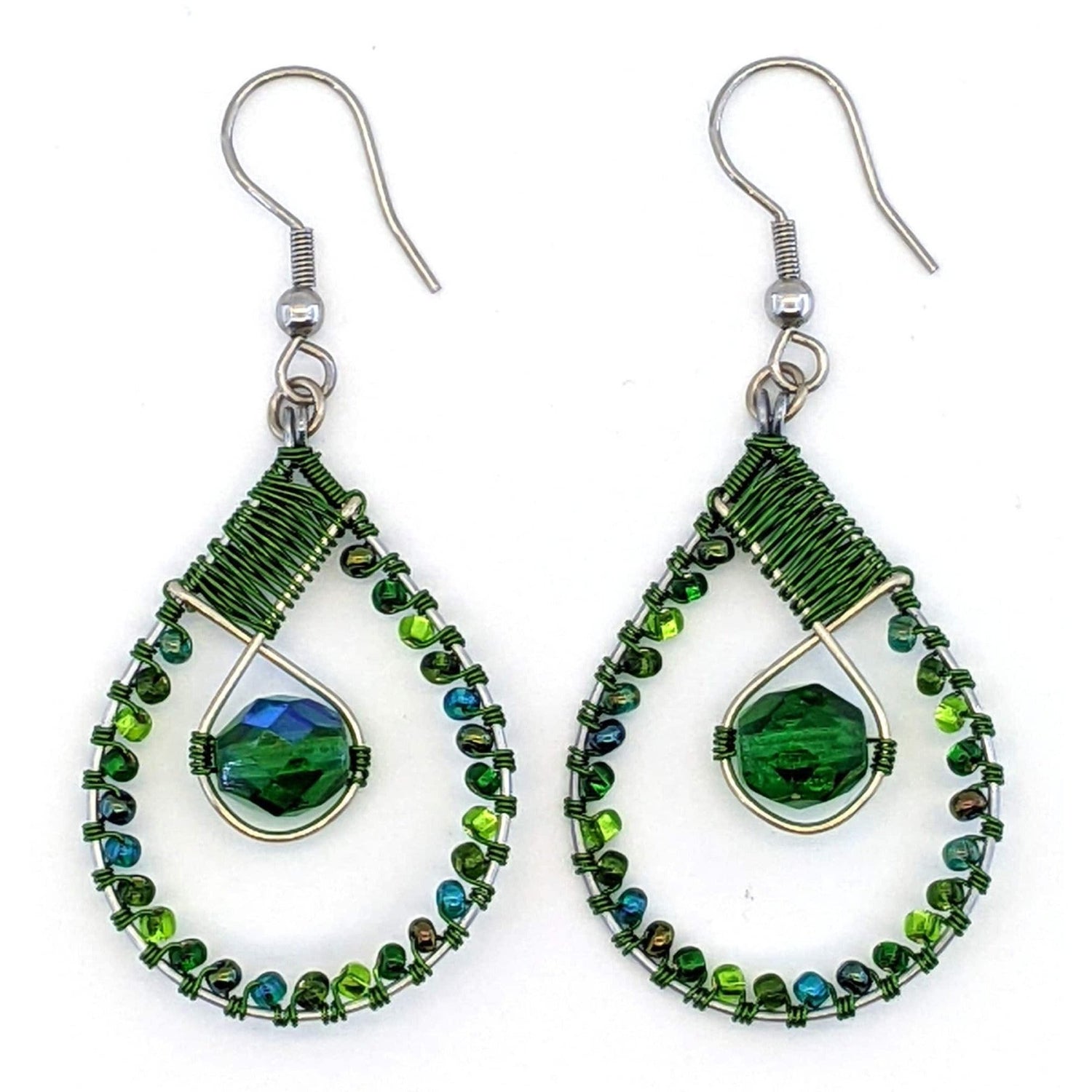 Greens Emilia Beaded Earrings - A Thread of Hope Guatemalan Fair Trade