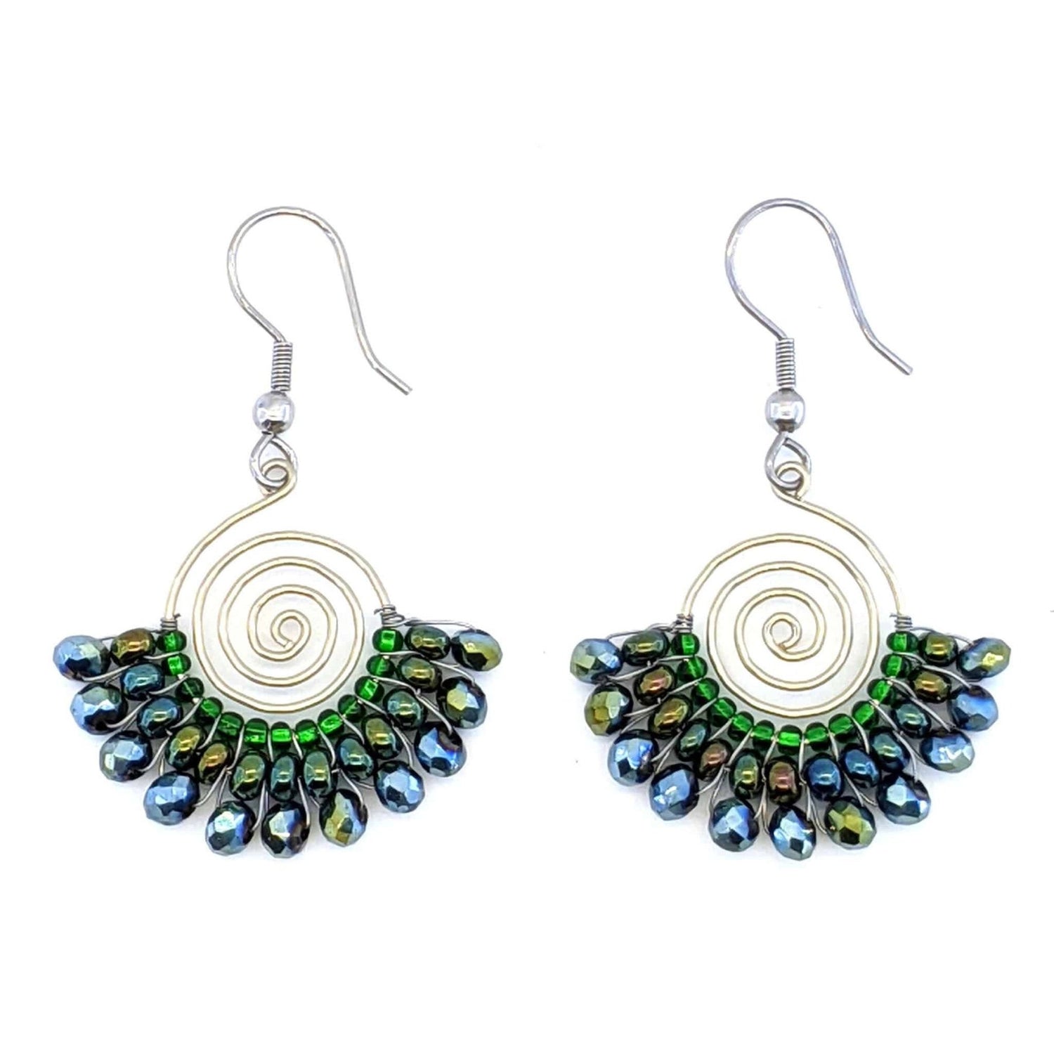 Greens Lucia Beaded Earrings - A Thread of Hope Guatemalan Fair Trade