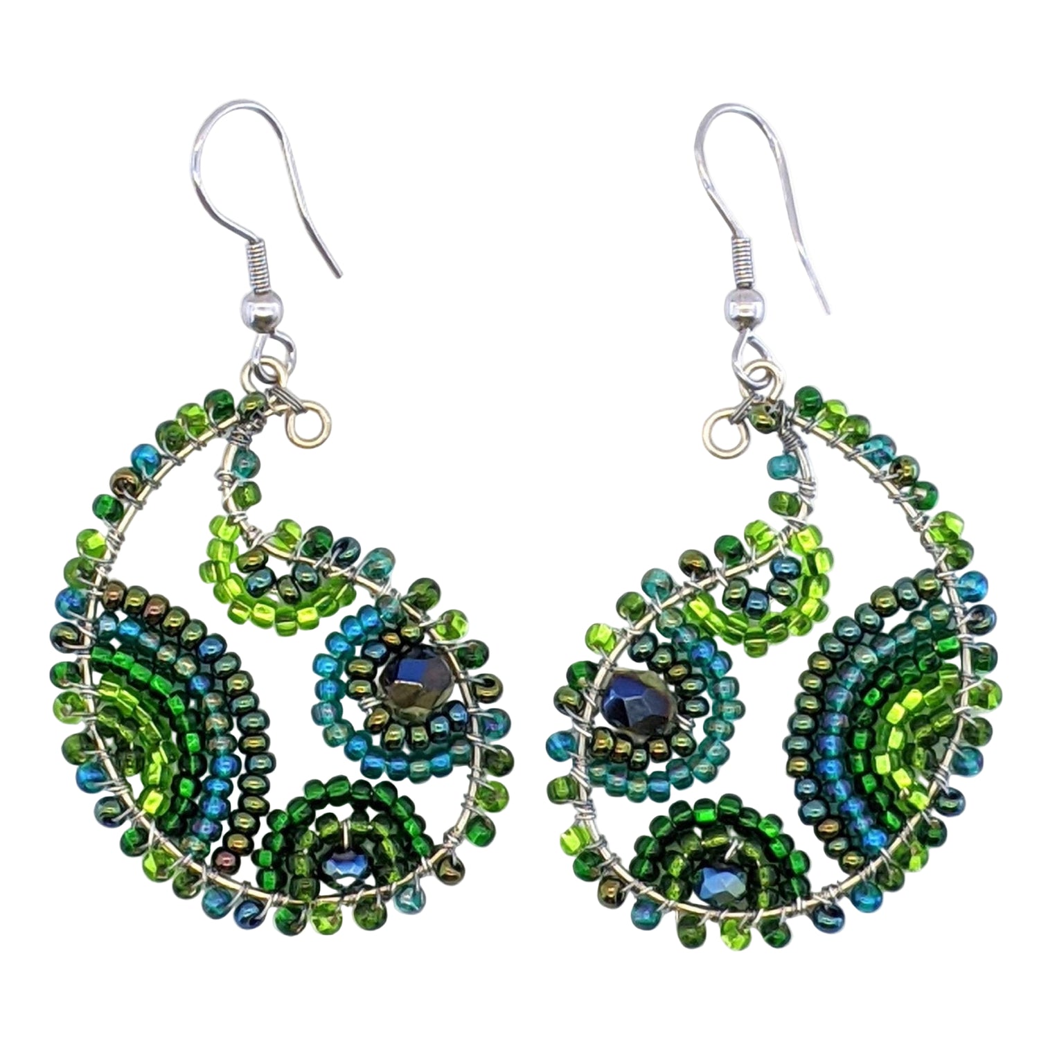 Greens Paisley Beaded Earrings - A Thread of Hope Guatemalan Fair Trade