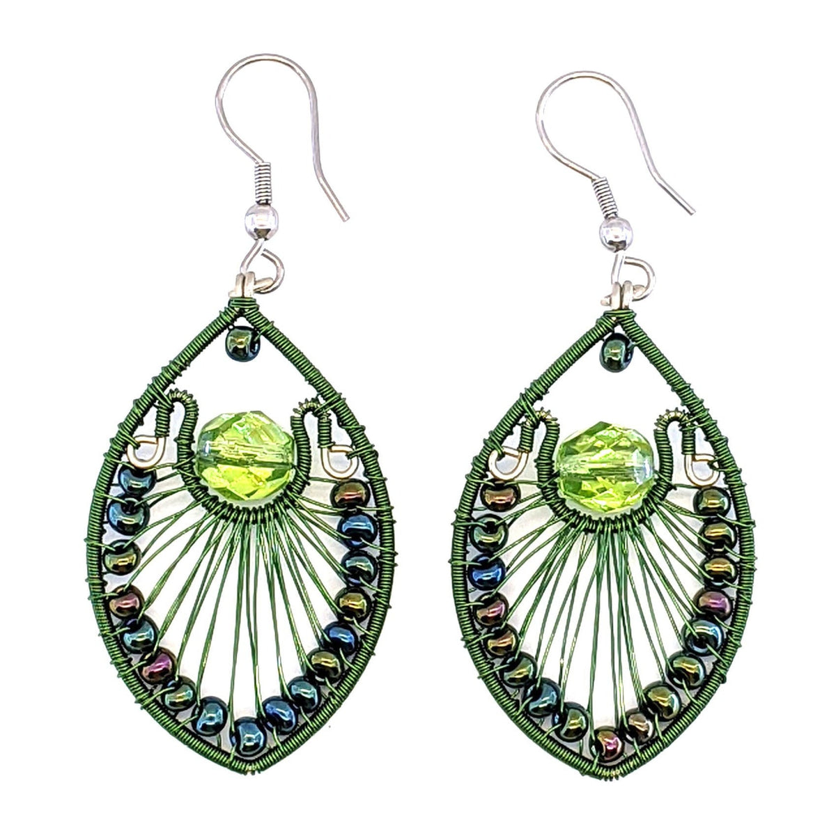 Greens Peacock Earrings - A Thread of Hope Guatemalan Fair Trade