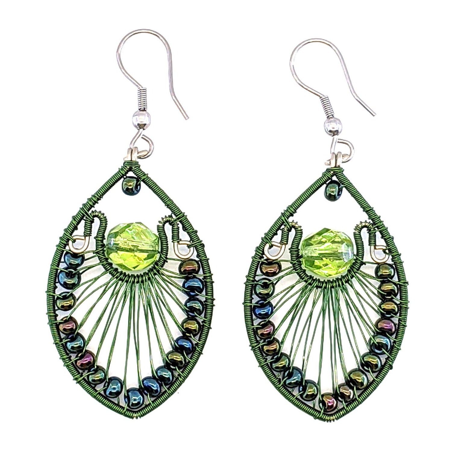Greens Peacock Earrings - A Thread of Hope Guatemalan Fair Trade