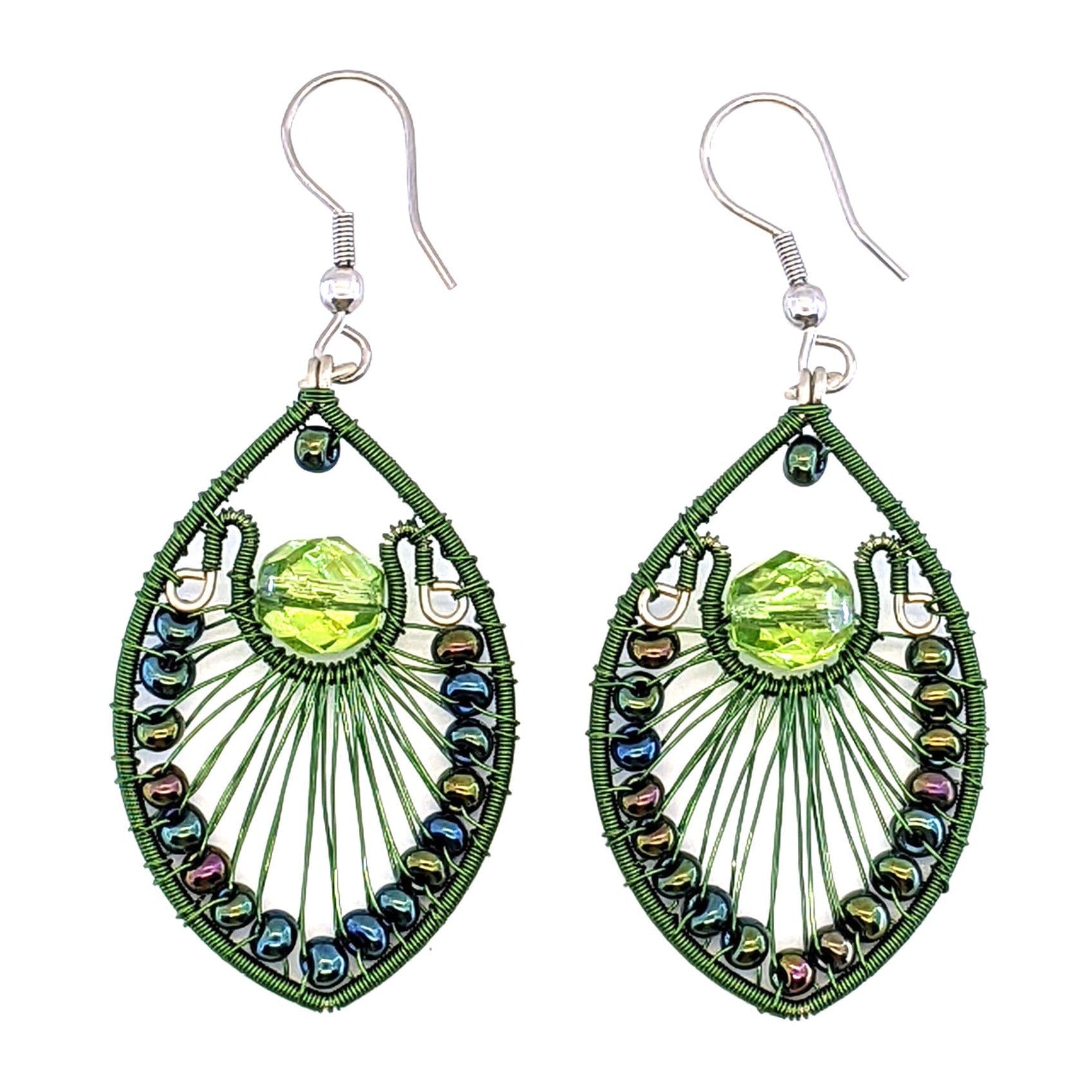 Greens Peacock Earrings - A Thread of Hope Guatemalan Fair Trade