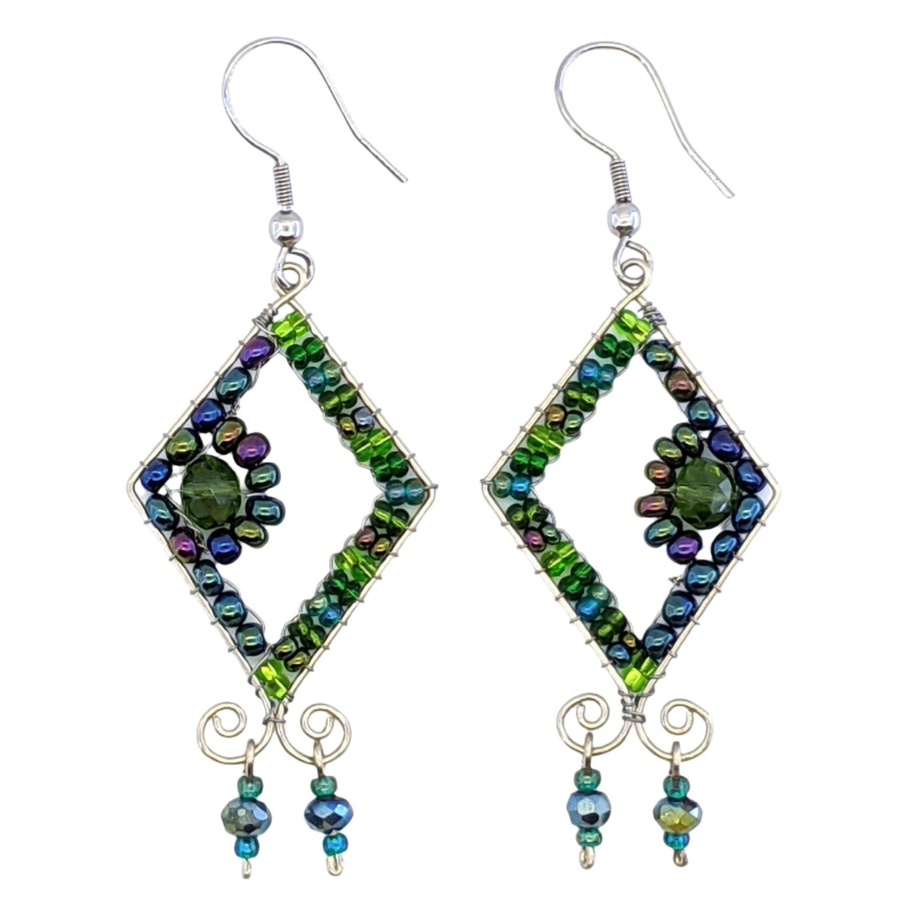 Greens Serena Beaded Earrings - A Thread of Hope Guatemalan Fair Trade