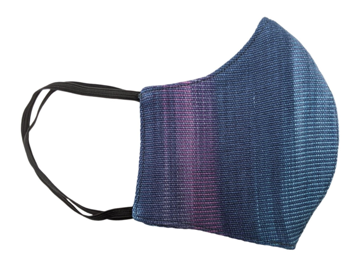 Handwoven Lightweight Bamboo Face Mask with Elastic Behind Ears - Blues, Purples - A Thread of Hope Guatemalan Fair Trade