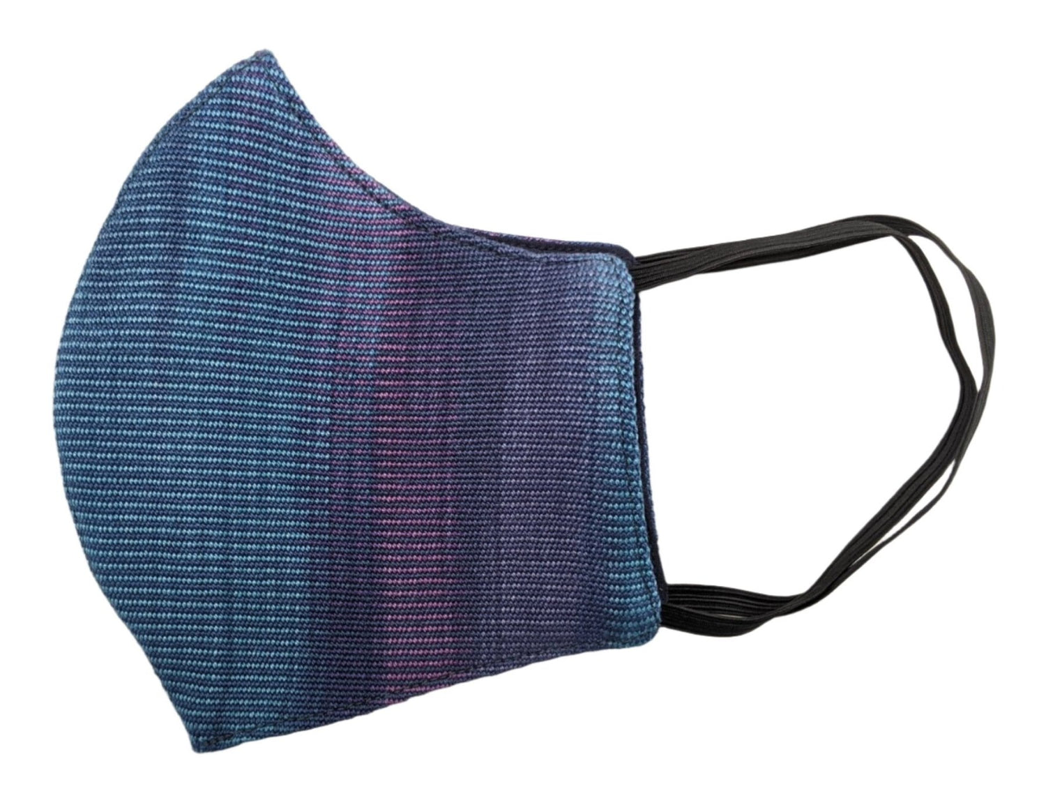 Handwoven Lightweight Bamboo Face Mask with Elastic Behind Ears - Blues, Purples - A Thread of Hope Guatemalan Fair Trade