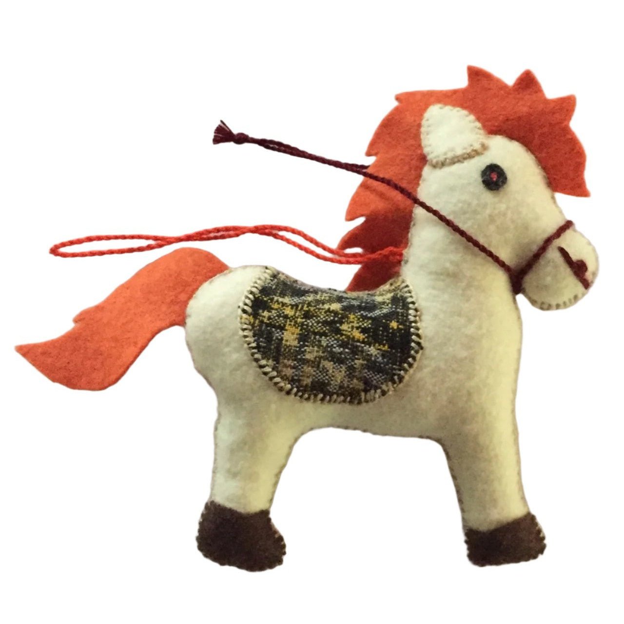 Horse Ornament - Felt and Repurposed Traditional Fabric - A Thread of Hope Guatemalan Fair Trade