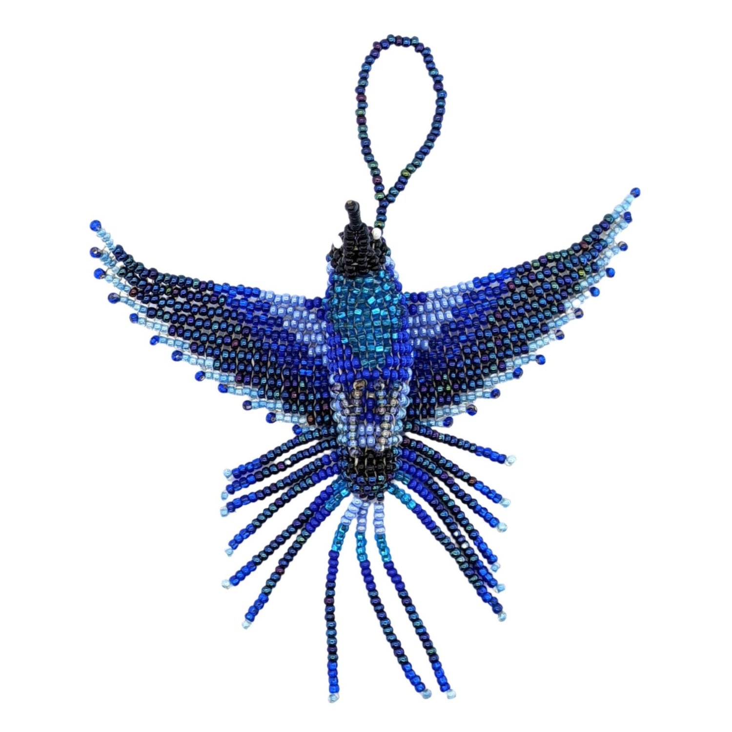 Hummingbird Beaded Ornament - Blue - A Thread of Hope Guatemalan Fair Trade