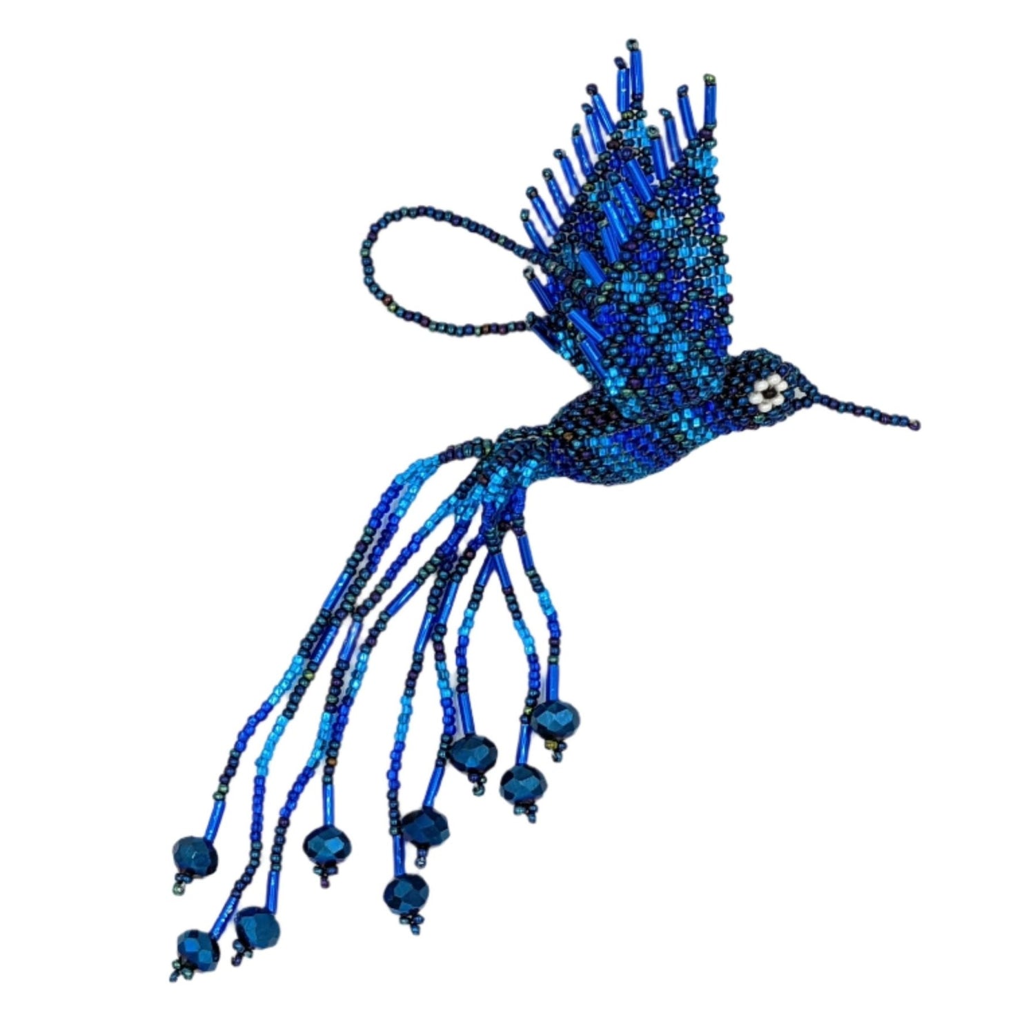 Hummingbird Beaded Ornament - Blues - A Thread of Hope Guatemalan Fair Trade