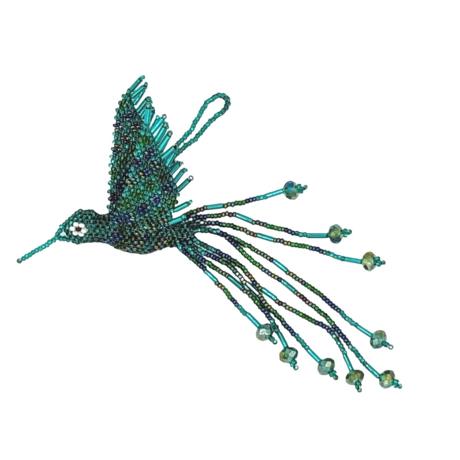 Hummingbird Beaded Ornament - Greens - A Thread of Hope Guatemalan Fair Trade
