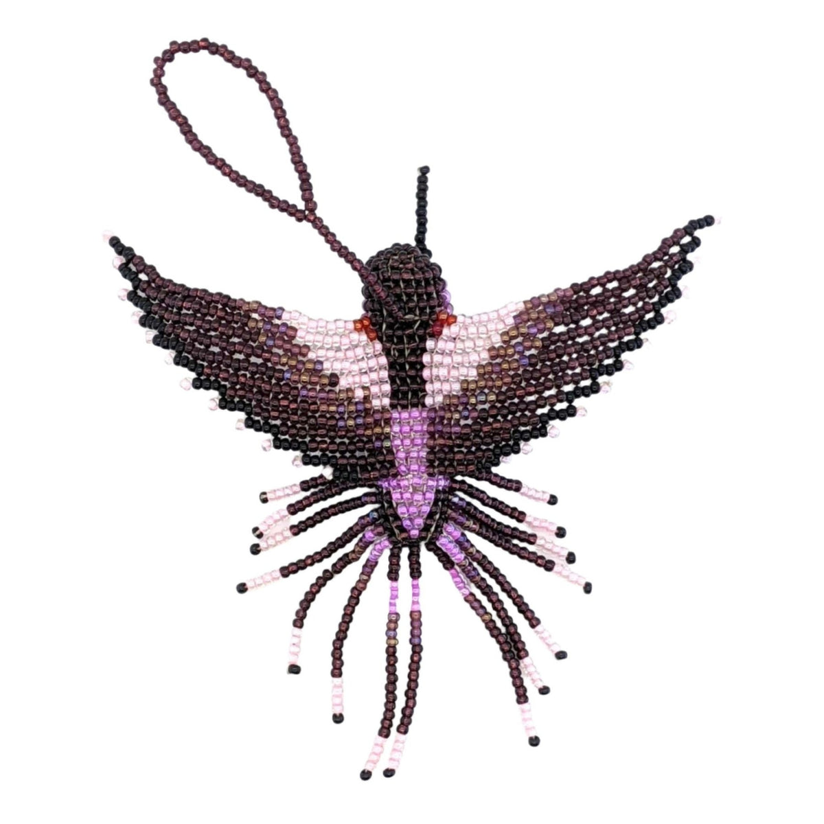 Hummingbird Beaded Ornament - Purples - A Thread of Hope Guatemalan Fair Trade
