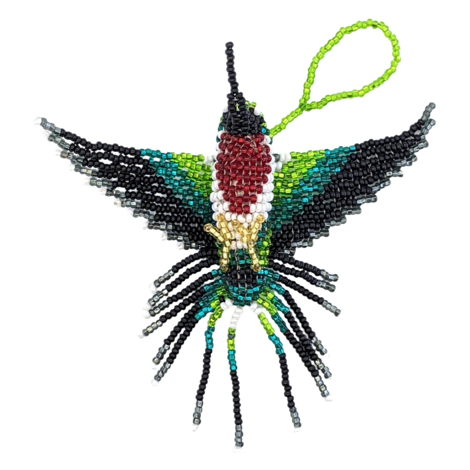 Hummingbird Beaded Ornament - Ruby - Throated - A Thread of Hope Guatemalan Fair Trade
