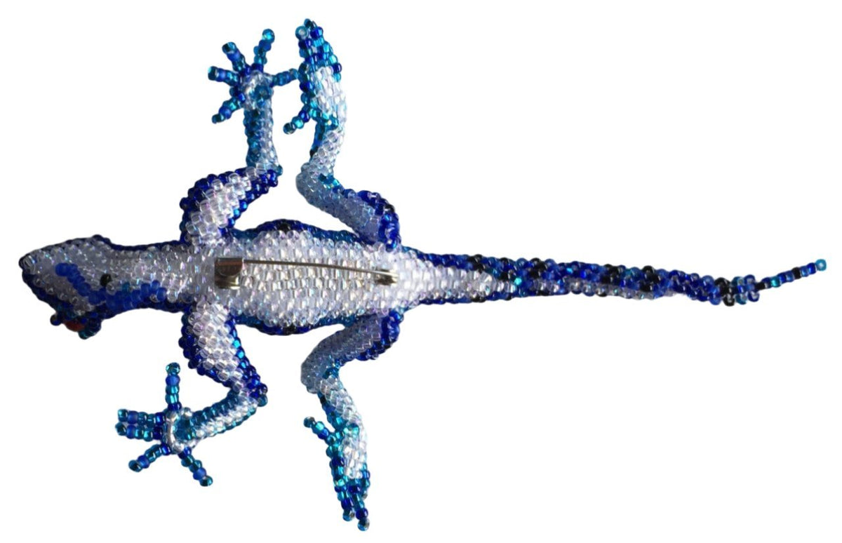 Lizard Beaded Pin - Blues - A Thread of Hope Guatemalan Fair Trade