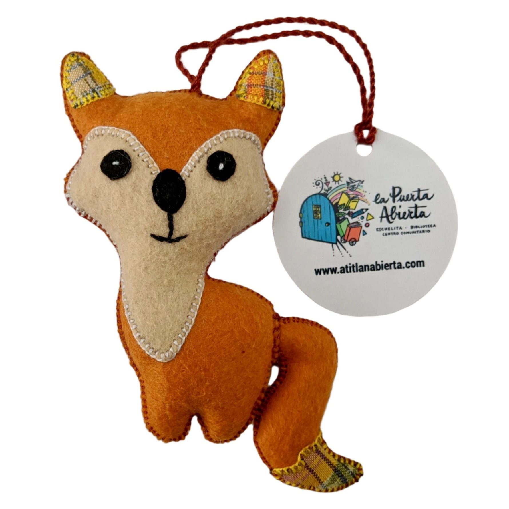 Fox Ornament - Felt and Repurposed Traditional Fabric
