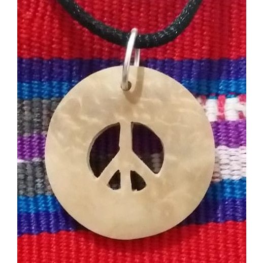 Peace Sign Coco Spirit Hand - Carved Coconut Shell Necklace - A Thread of Hope Guatemalan Fair Trade