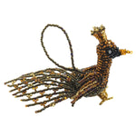 Peacock Beaded Ornament - Medium - Dark Golds and Iridescent Brown - A Thread of Hope Guatemalan Fair Trade
