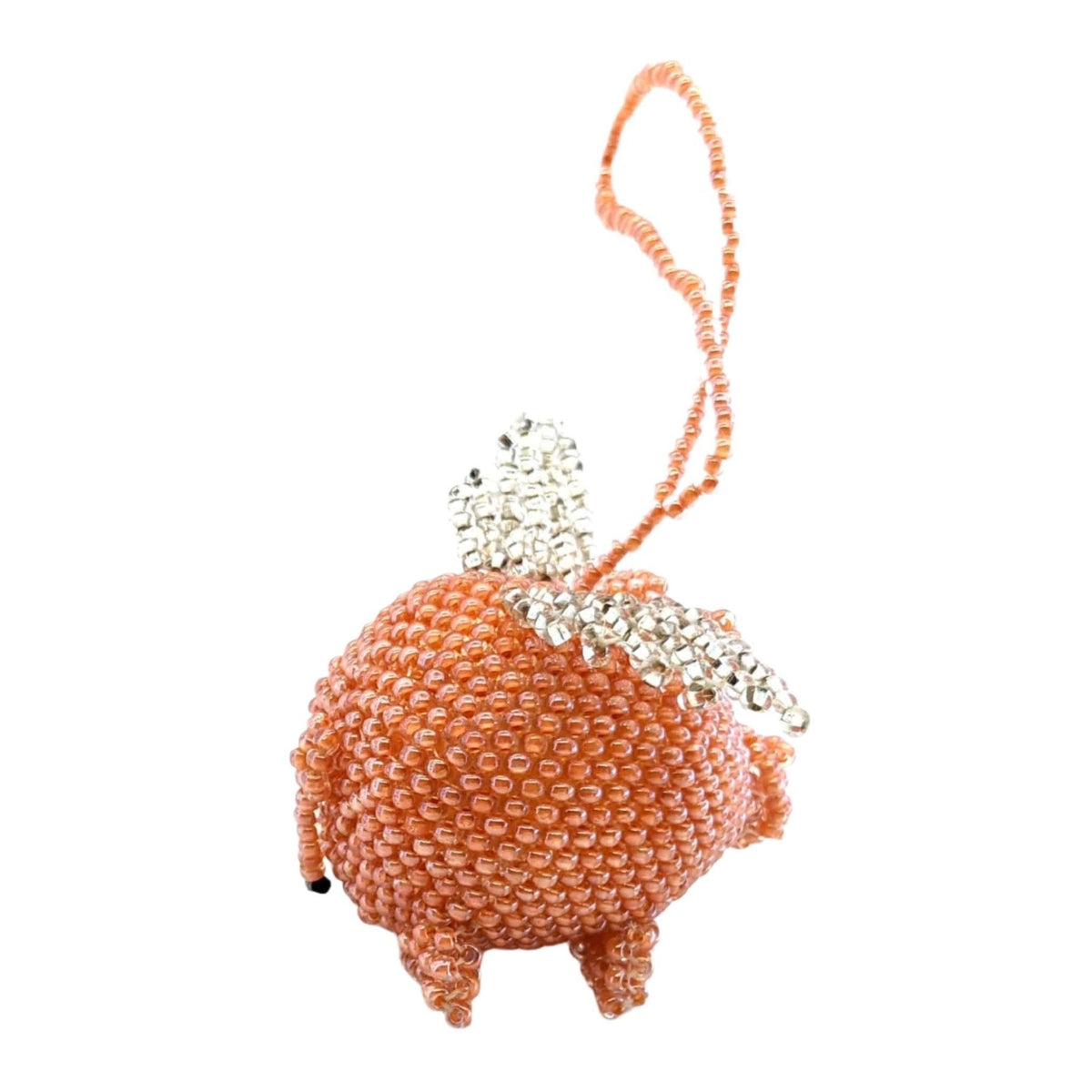 Pig with Wings Beaded Ornament - Light Orange - Round - A Thread of Hope Guatemalan Fair Trade