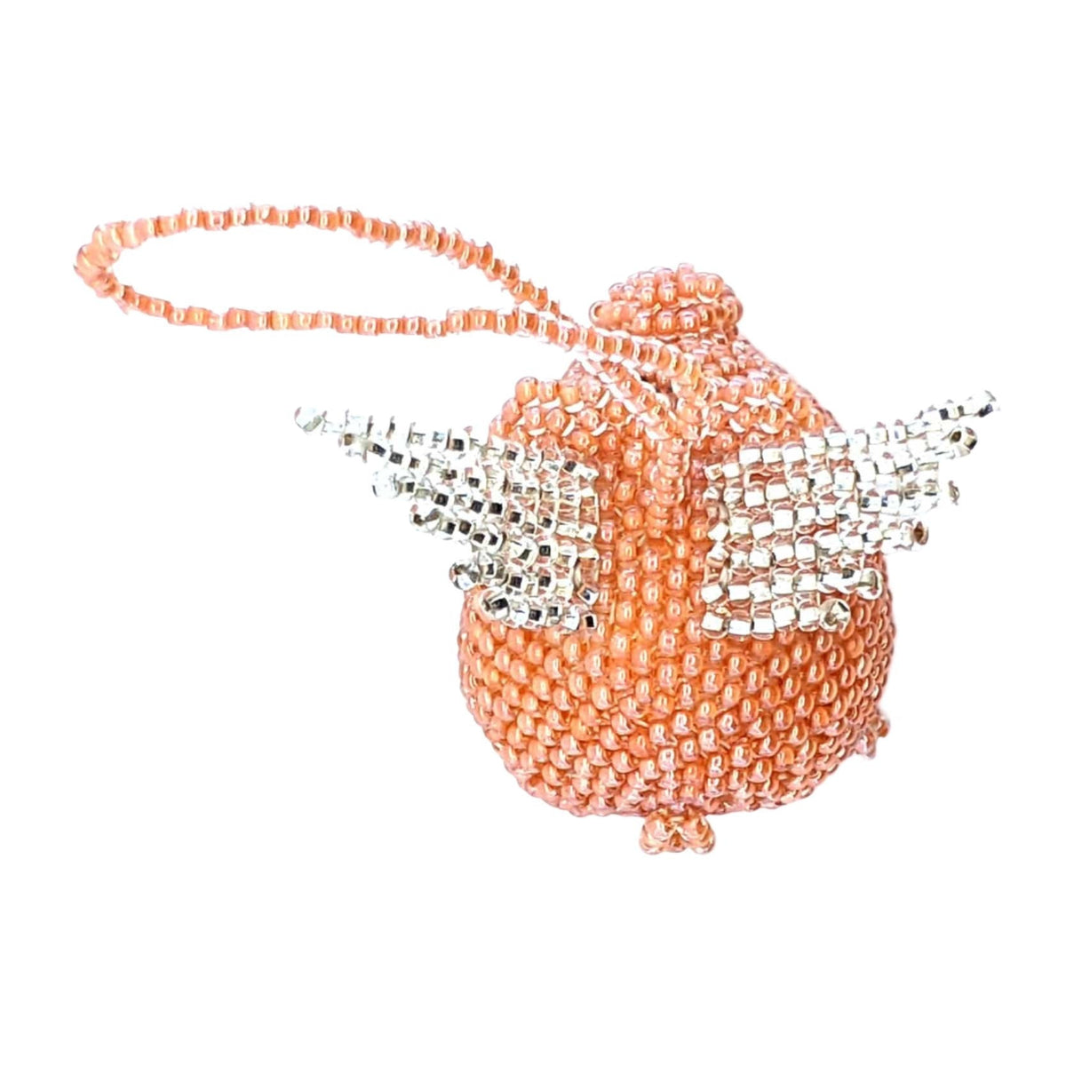 Pig with Wings Beaded Ornament - Light Orange - Round - A Thread of Hope Guatemalan Fair Trade