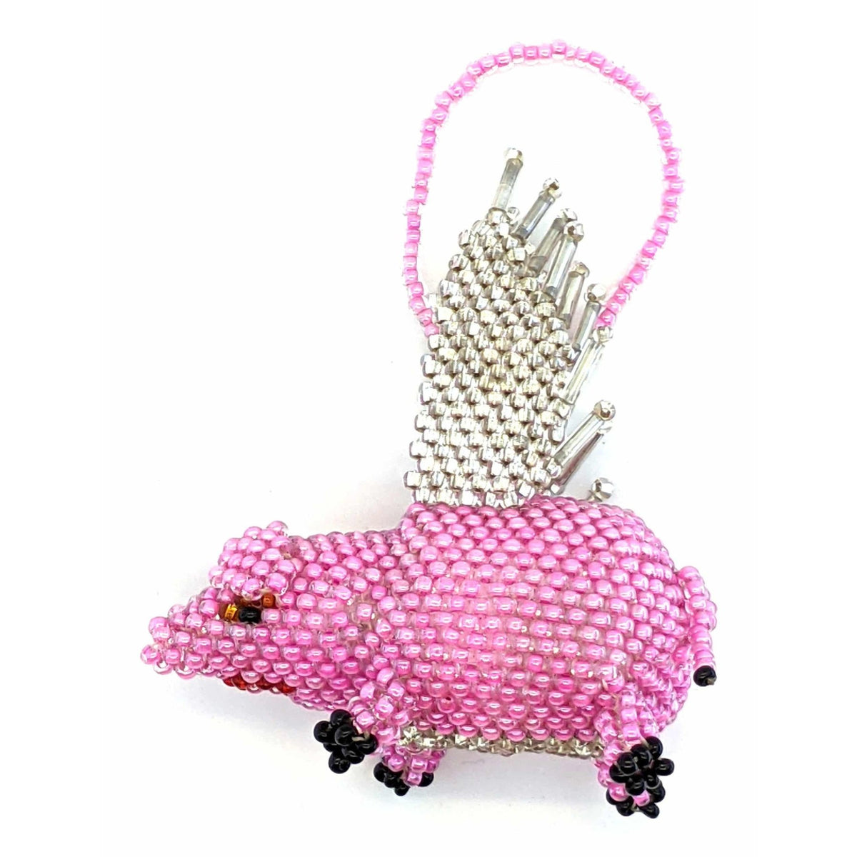 Pig with Wings Beaded Ornament - Pink Long - A Thread of Hope Guatemalan Fair Trade