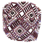 Purples Beaded Elastic Geometric Cuff - A Thread of Hope Guatemalan Fair Trade