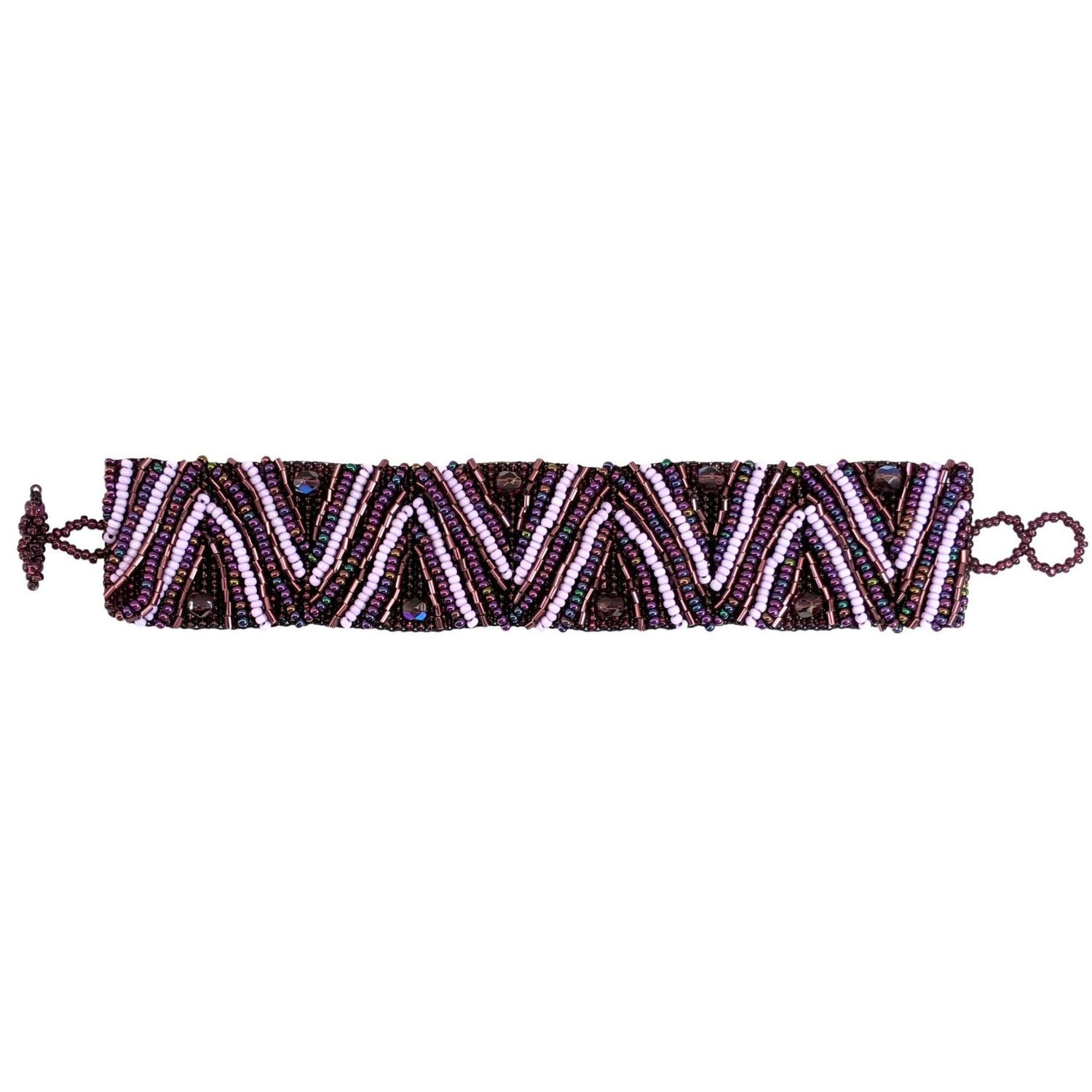 Purples Volcanos and Stars Beaded Bracelet - A Thread of Hope Guatemalan Fair Trade