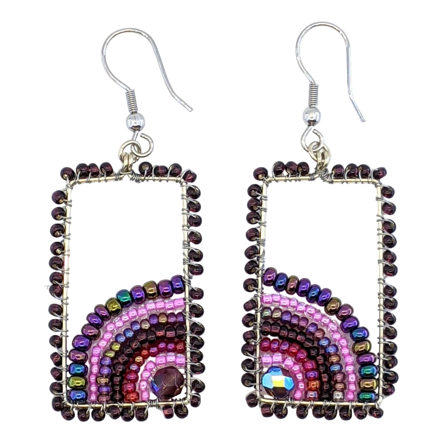 Purples with Pink Julieta Beaded Earrings - A Thread of Hope Guatemalan Fair Trade